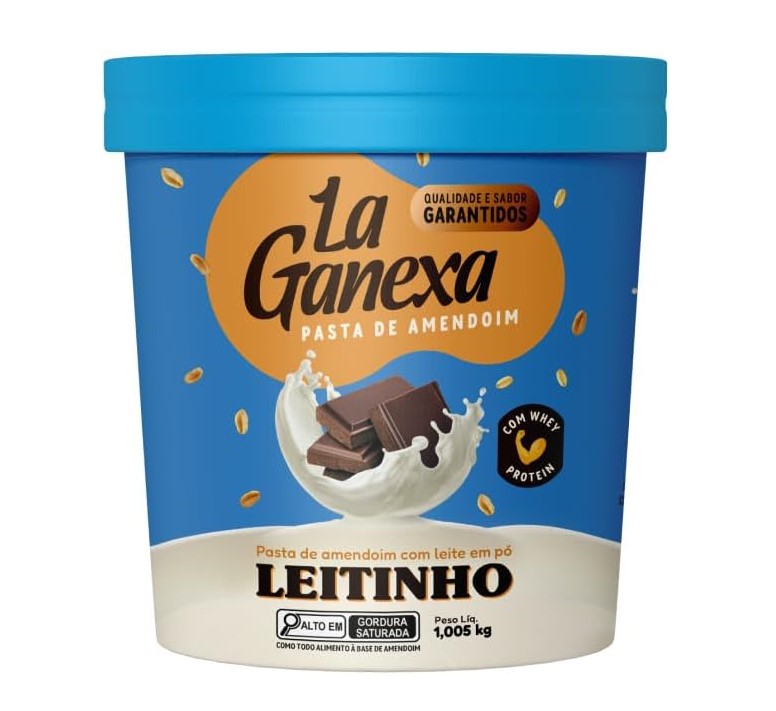 Pasta de Amendoim Chocolate branco e leitinho com Whey Protein La Ganexa 1KG