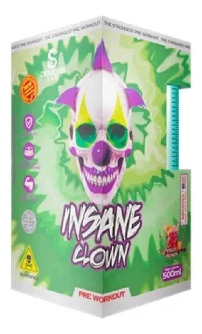Pré Treino Insane Clown 500ml Versão Líquida - Demons Lab Sabor Morango com Kiwi