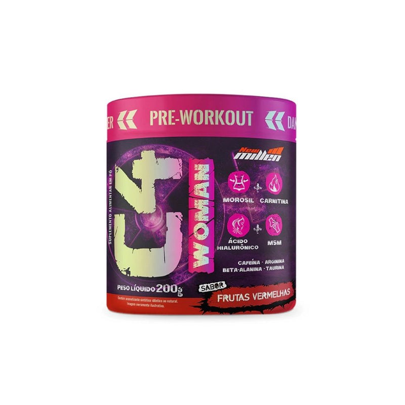 C4 Woman 200g - New Millen - Pré Treino C/ Ácido Hialurônico Sabor Frutas Vermelhas